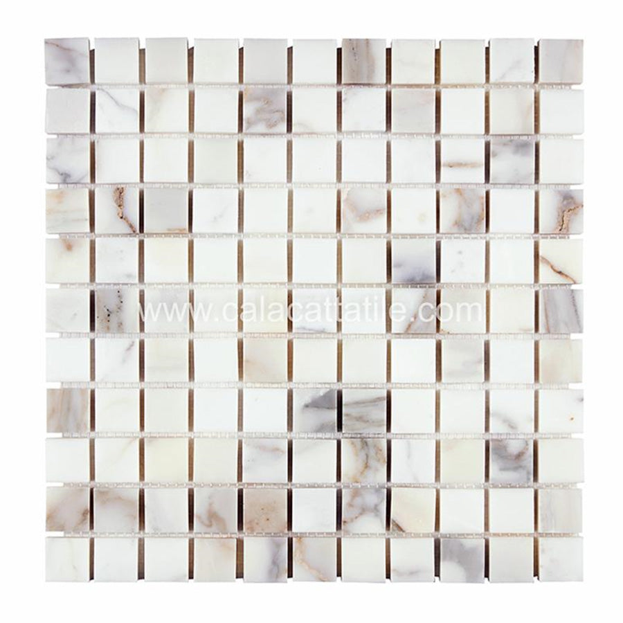 Calacatta Gold Marble 1 x 1 Mosaic Tile