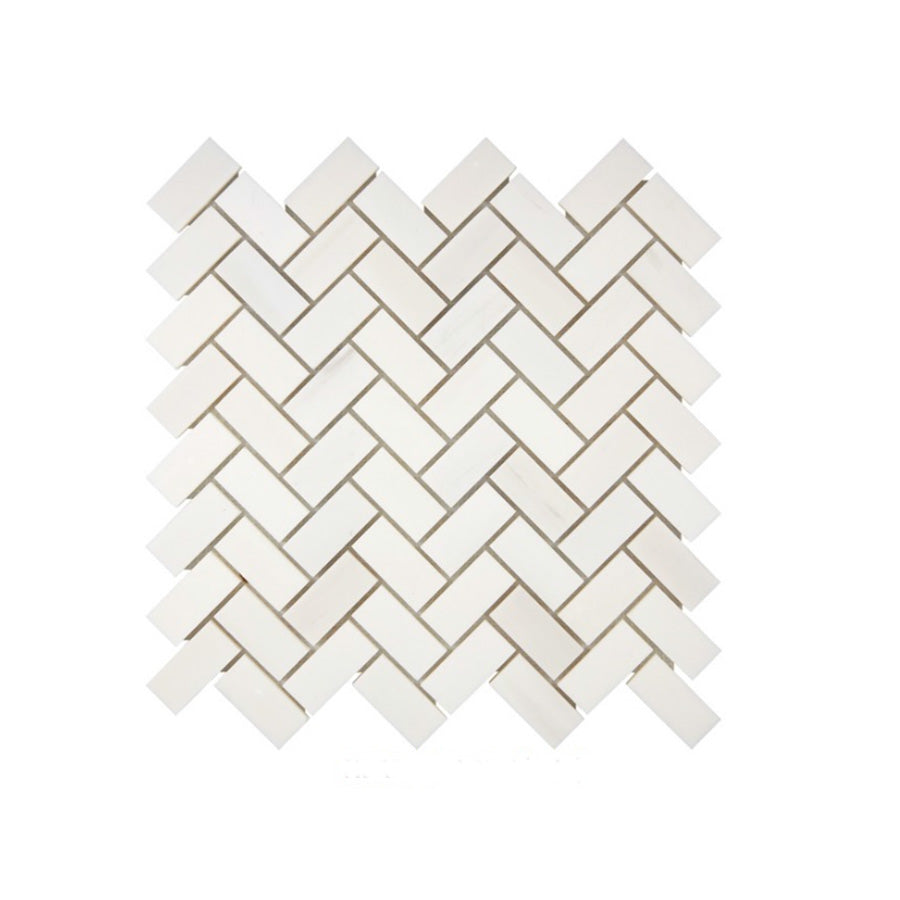 Bianco Dolomiti Marble 1 x 2 Herringbone Mosaic Tile