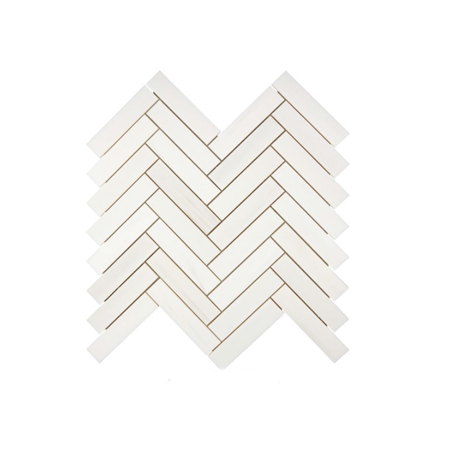 Bianco Dolomiti Marble 1 x 4 Herringbone Mosaic Tile