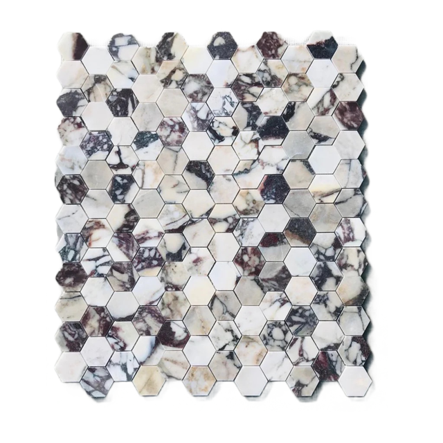 Calacatta Viola Marble 2" Hexagon Mosaic Tile