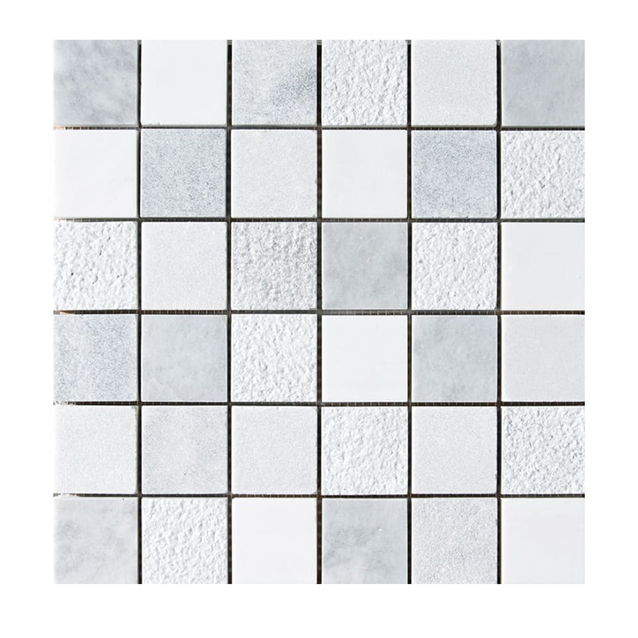 Bianco Carrara / Dolomiti Marble 2 x 2 Textured Mosaic Tile