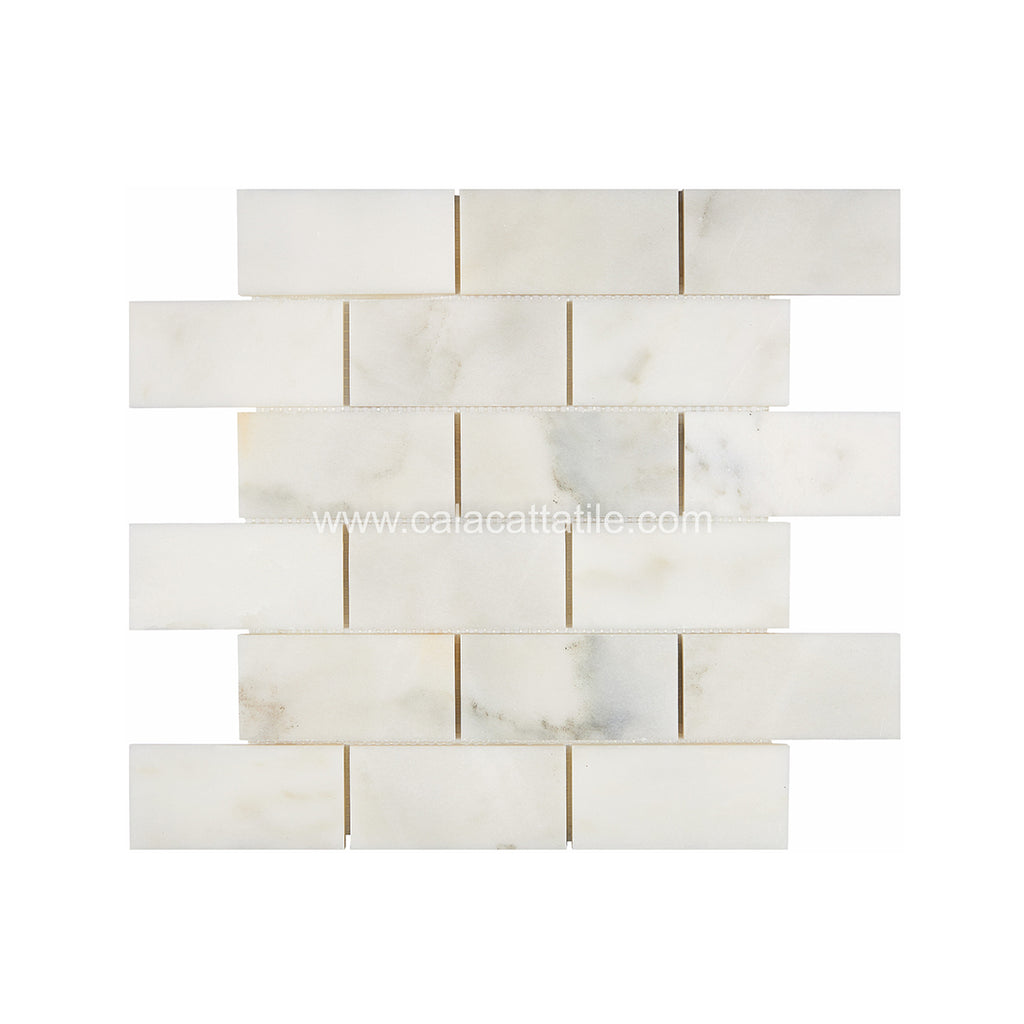 Calacatta Royale Marble 2 x 4 Brick Mosaic Tile