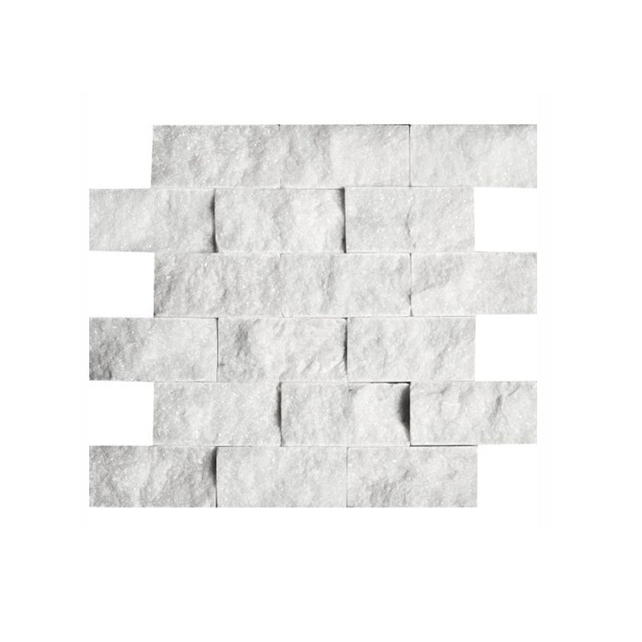 Bianco Carrara Marble 2 x 4 Split Face Brick Mosaic Tile