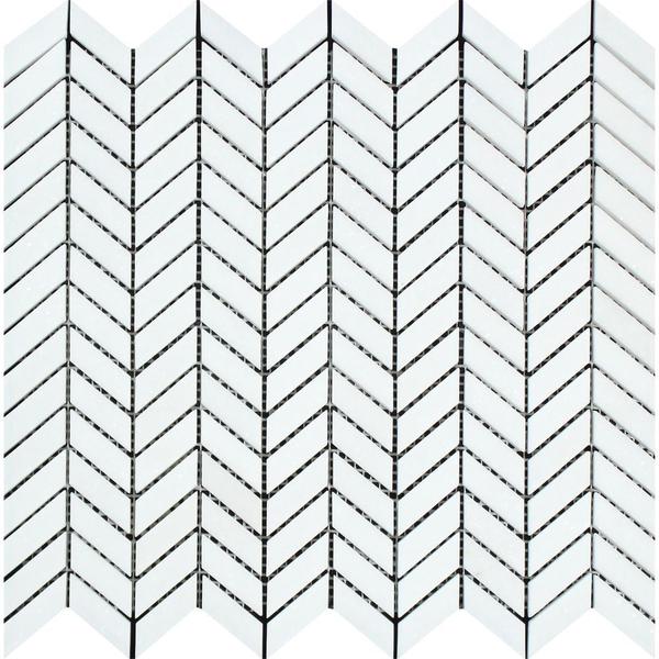 Thassos Marble Mini Chevron Mosaic Tile