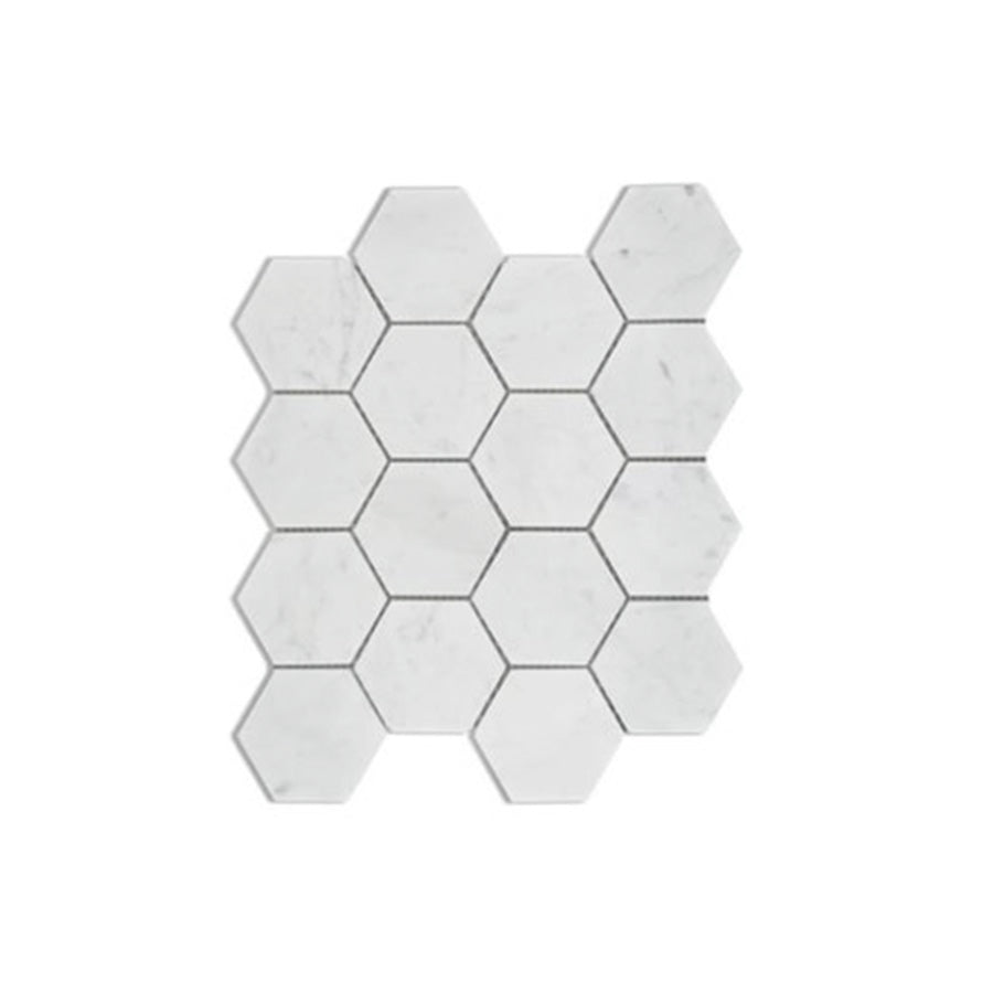 Bianco Carrara Marble 3" Hexagon Mosaic Tile