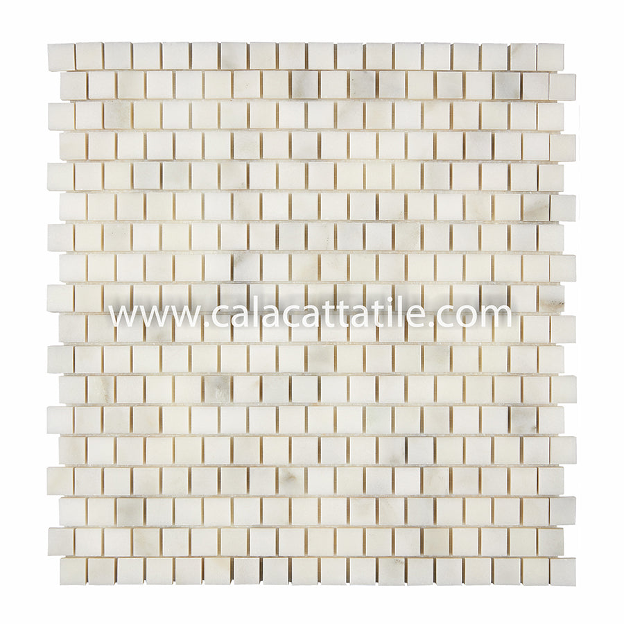 Calacatta Royale Marble 5/8 x 5/8 Staggered Mosaic Tile