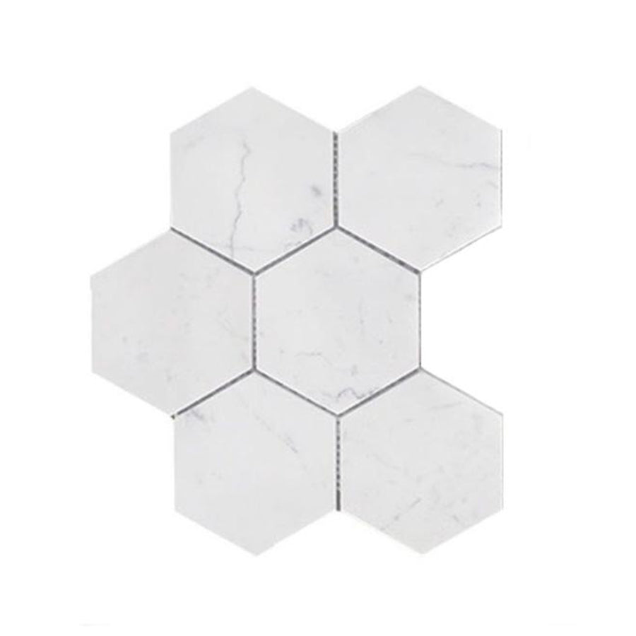 Bianco Carrara Marble 5" Hexagon Mosaic Tile