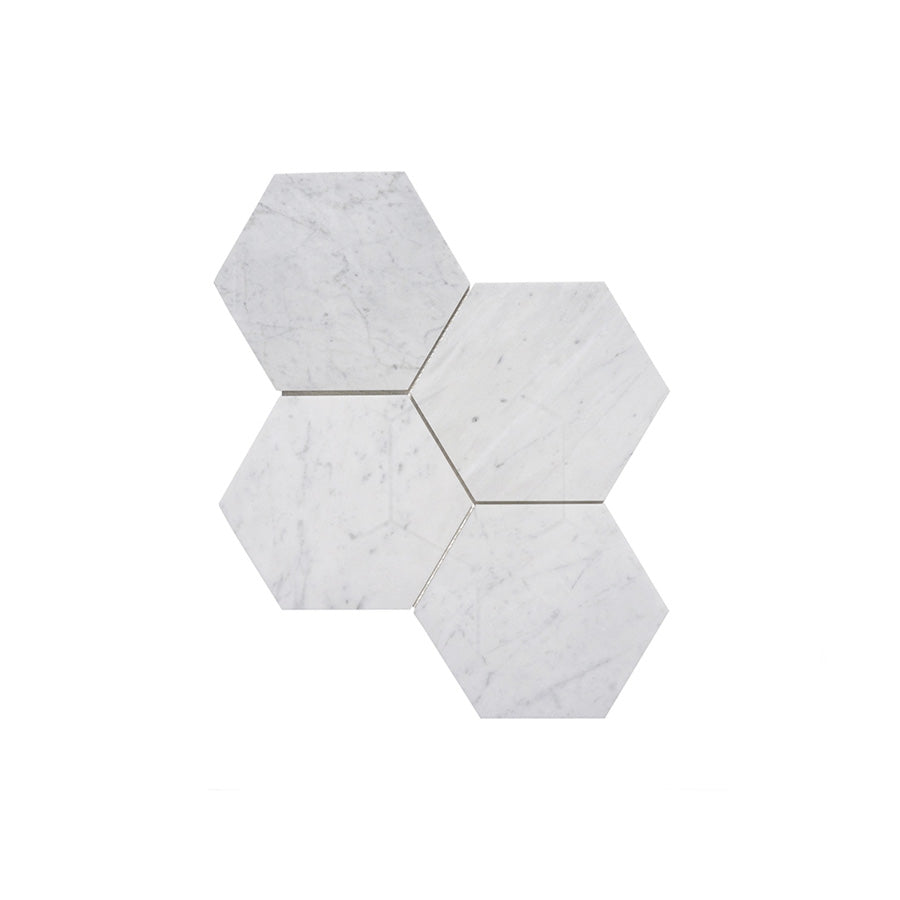 Bianco Carrara Marble 6" Hexagon Mosaic Tile