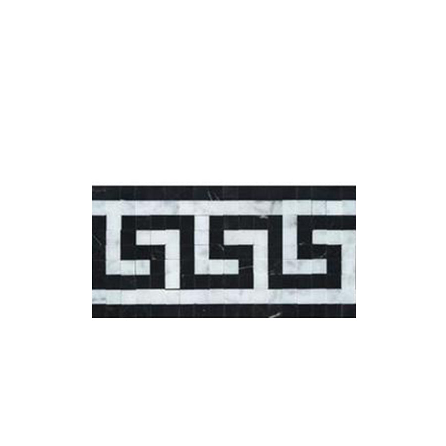 Bianco Carrara / Black  Marble Greek Key Border