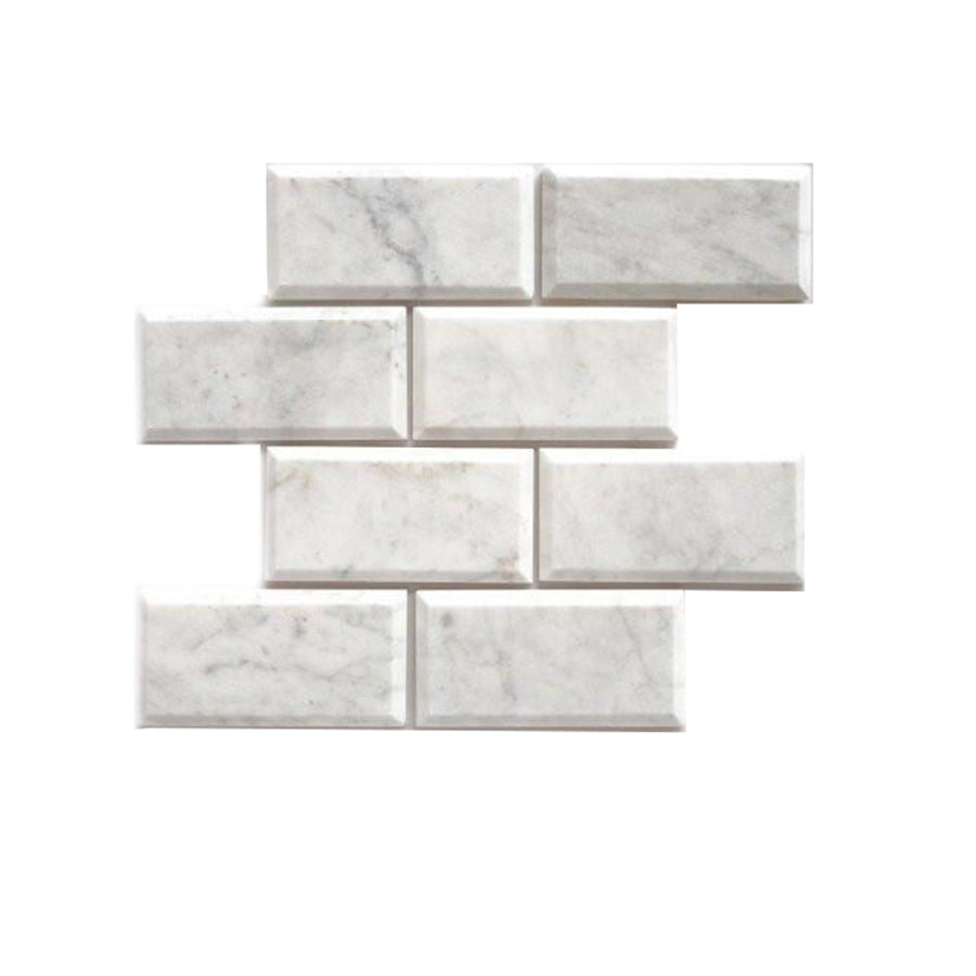 Bianco Carrara Marble 3 x 6 Tile  Deep Beveled