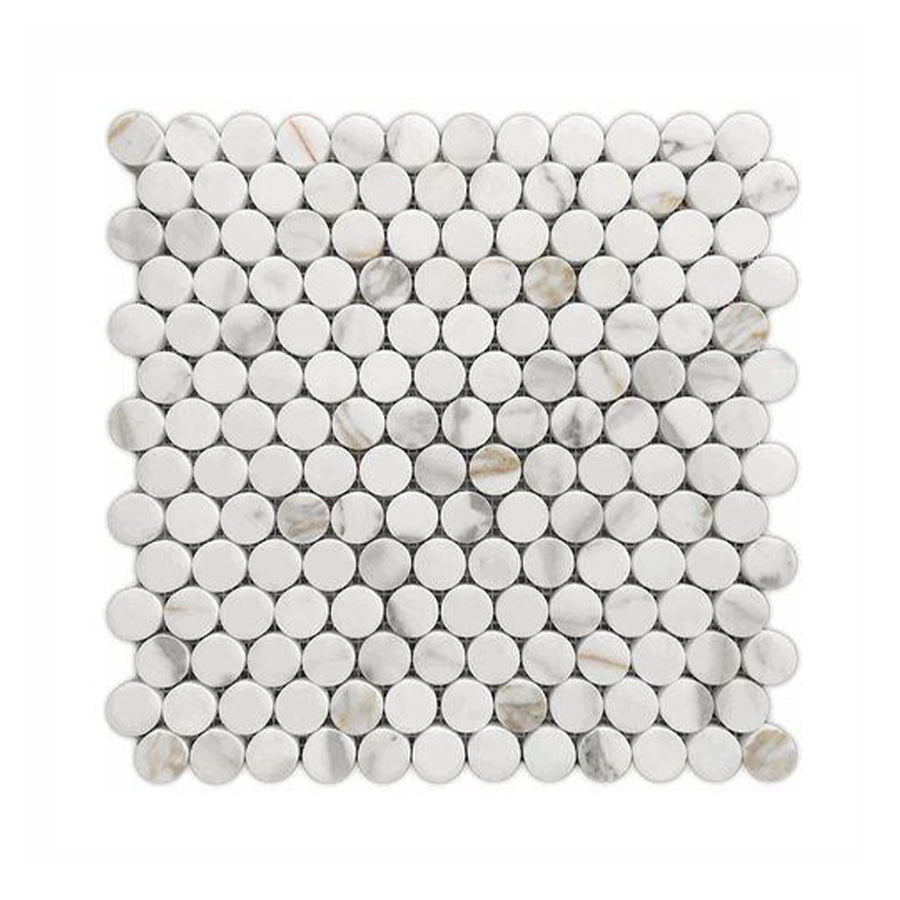 Calacatta Gold Marble Penny Round Mosaic Tile