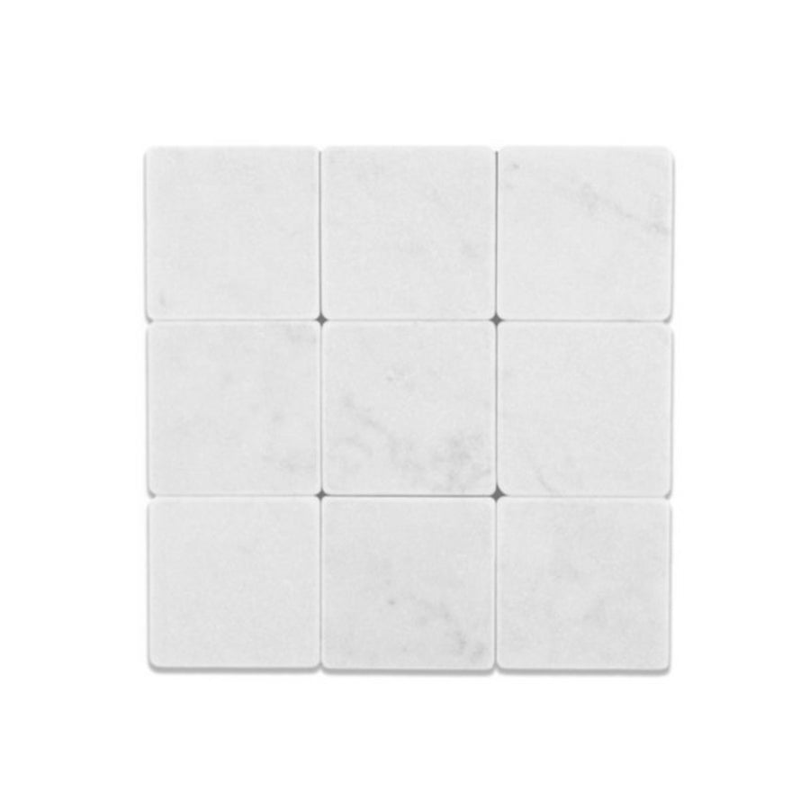 Bianco Carrara Tumbled Marble 4 x 4 Tile