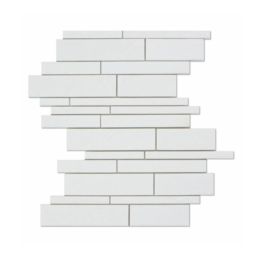 Thassos Marble Random Strip Mosaic Tile