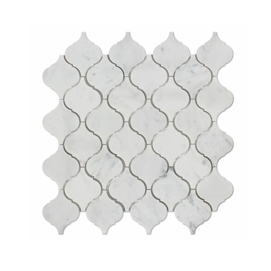 Bianco Carrara Marble Lantern / Arabesque Mosaic Tile