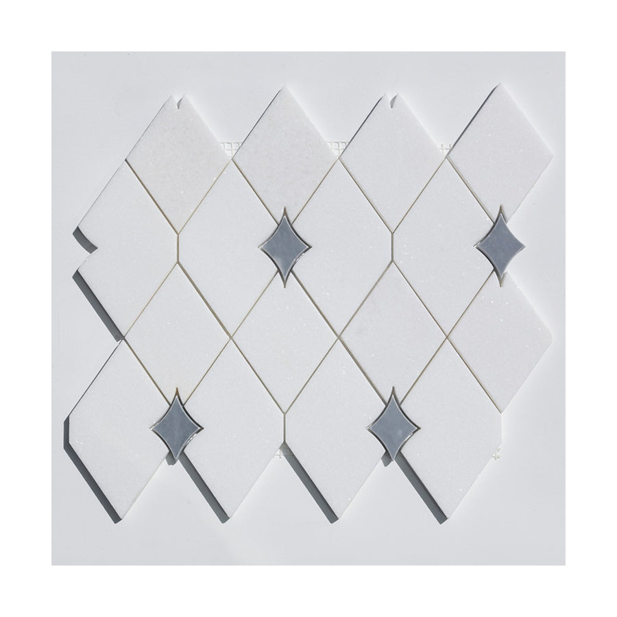 Thassos Marble / Bardiglio Star Design Mosaic Tile