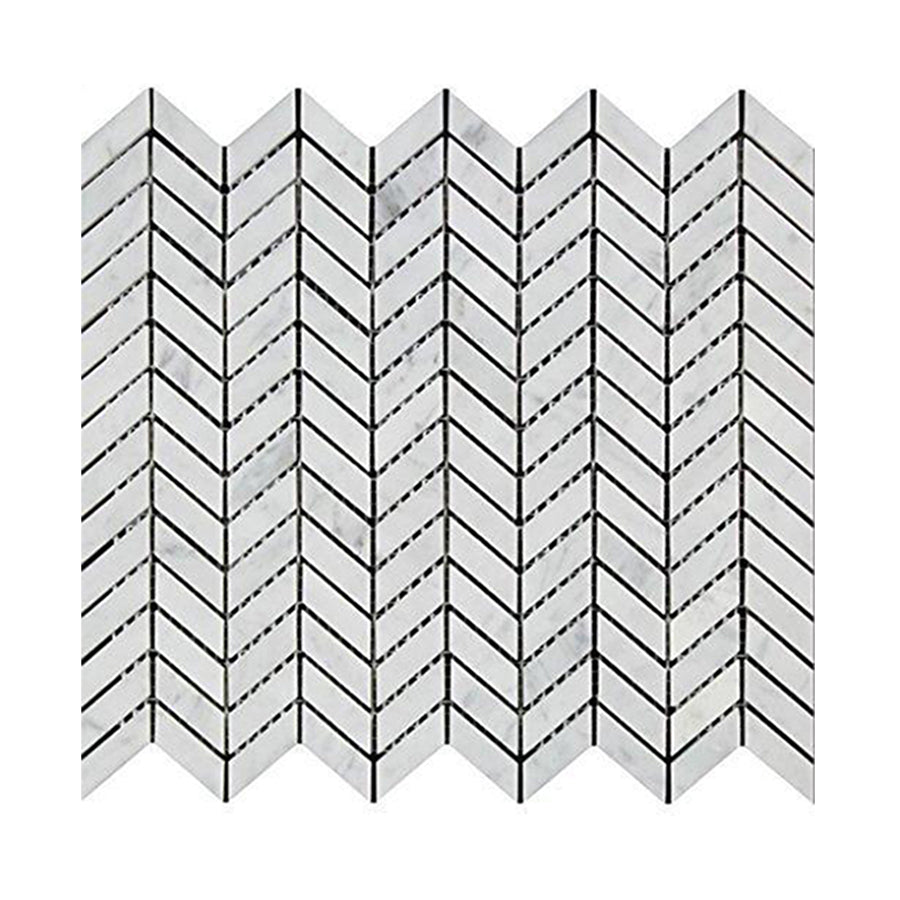 Bianco Carrara Marble Mini Chevron Mosaic Tile