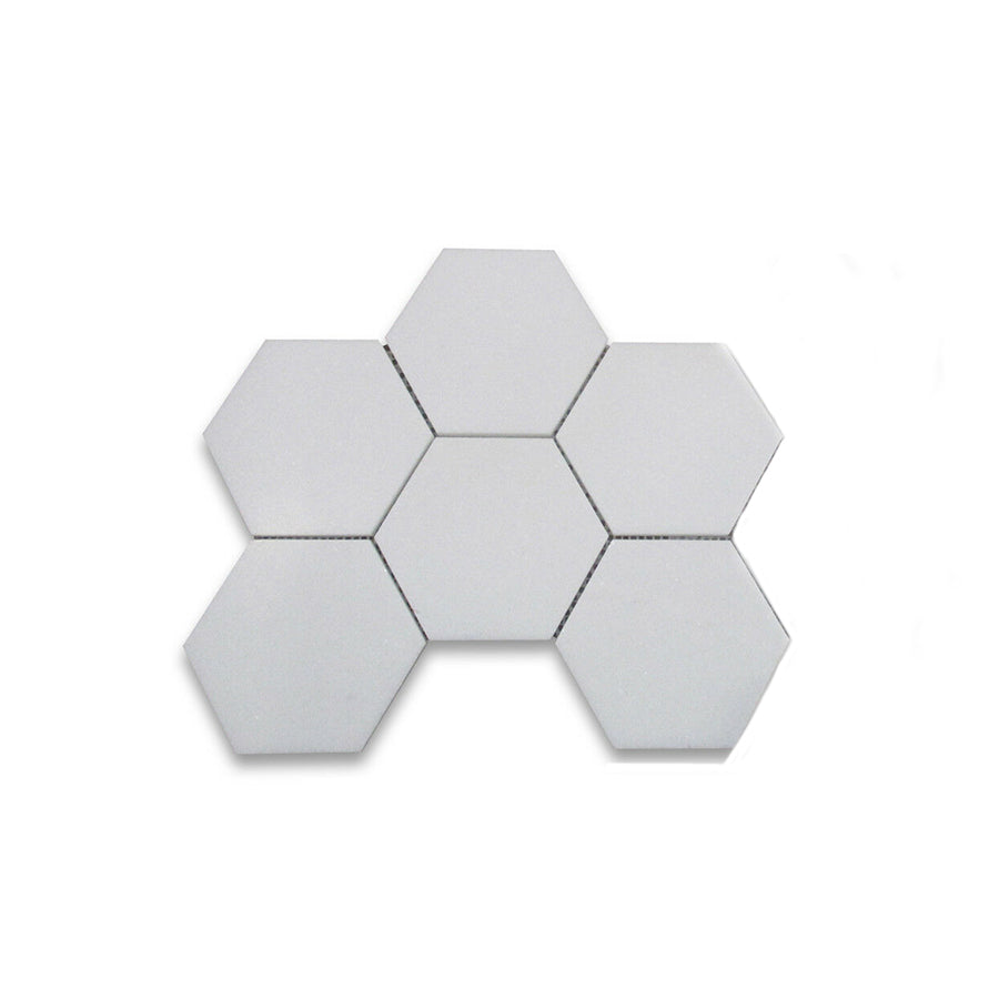 Thassos Marble 5" Hexagon Mosaic Tile