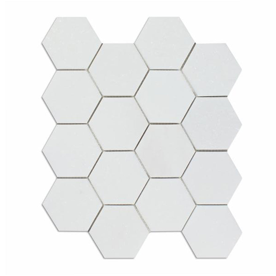 Thassos Marble 3" Hexagon Mosaic Tile