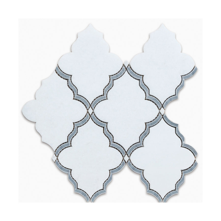 Thassos Marble / Bardiglio Venetian Design Mosaic Tile