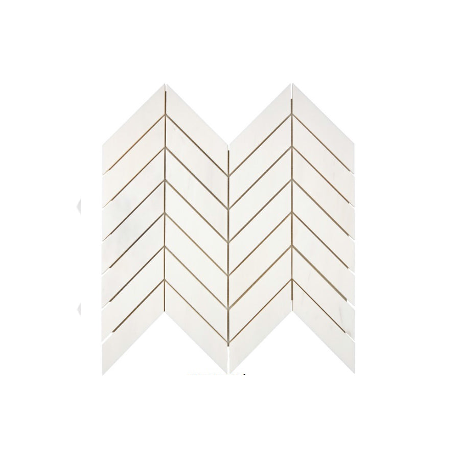 Bianco Dolomiti Marble Chevron Mosaic Tile