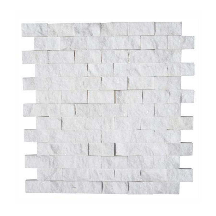 Thassos Marble 1 x 2 Split Face Brick Mosaic Tile