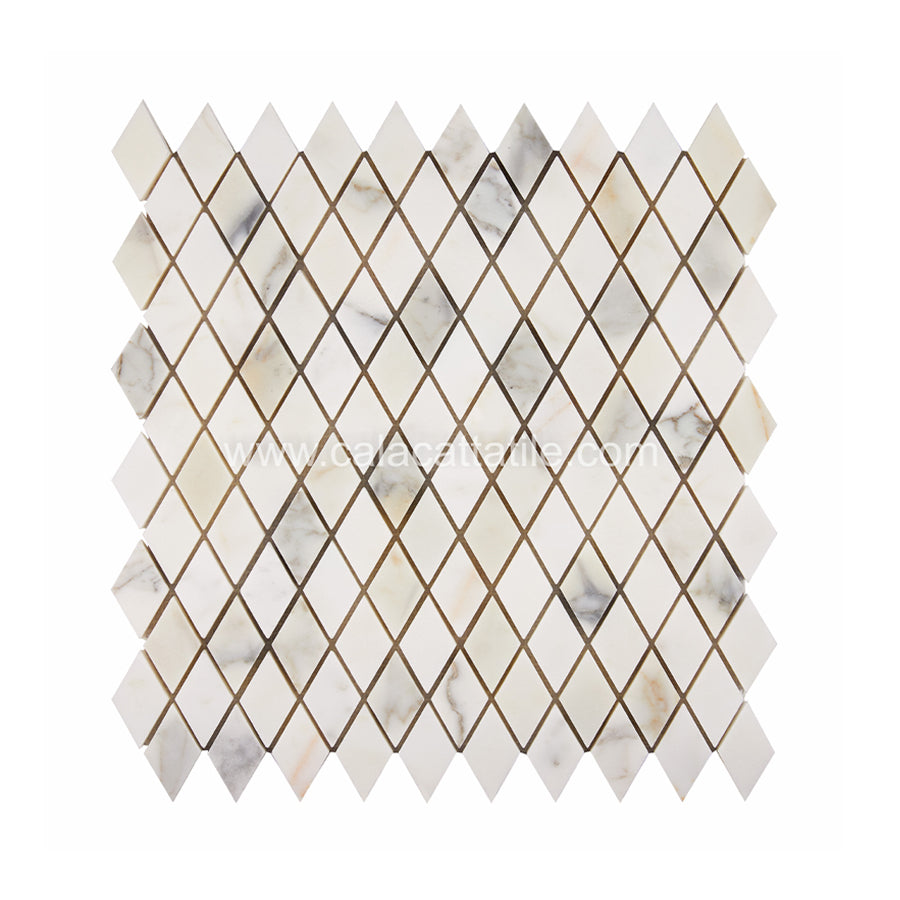 Calacatta Gold Marble 1 X 2 Diamond / Rhomboid Mosaic Tile