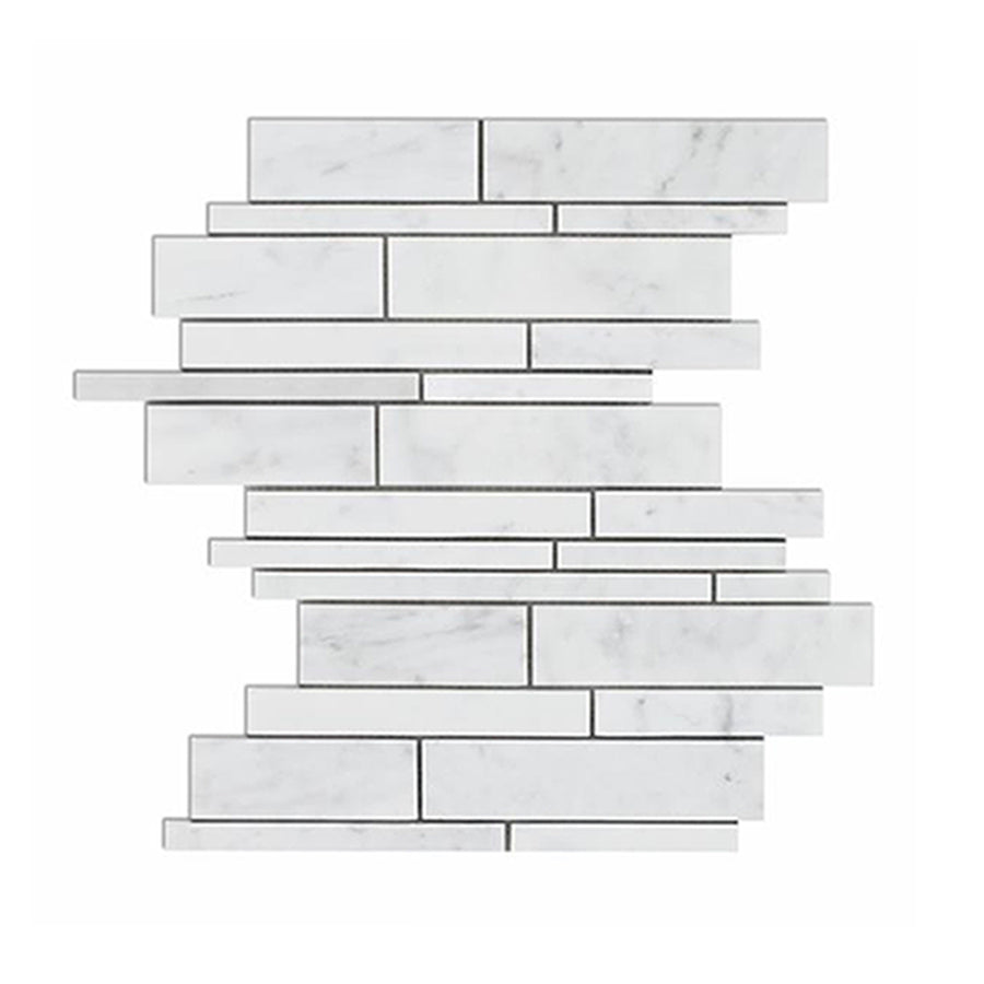 Bianco Carrara Marble Random Strip Mosaic Tile