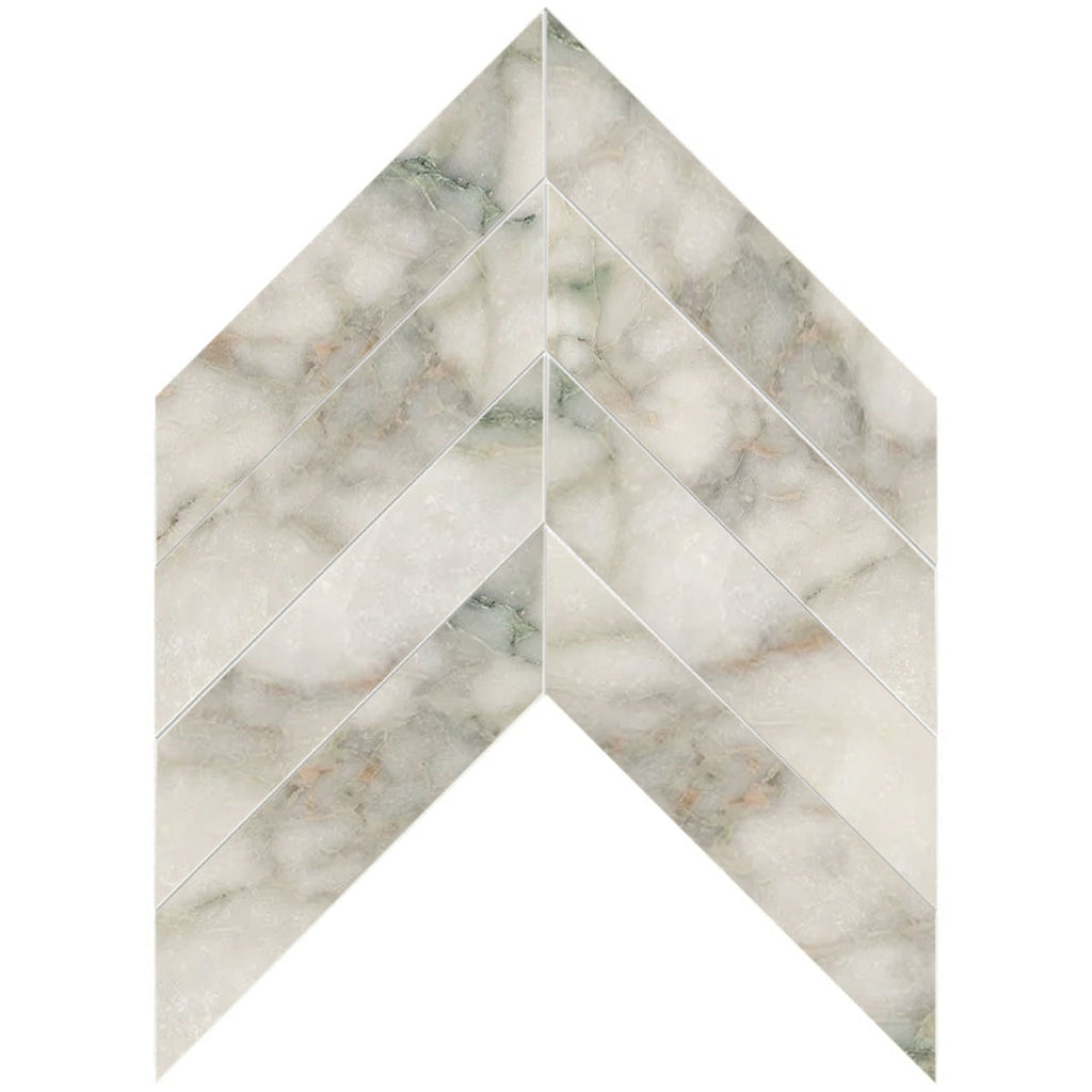 Calacatta Green Marble Chevron Mosaic Tile