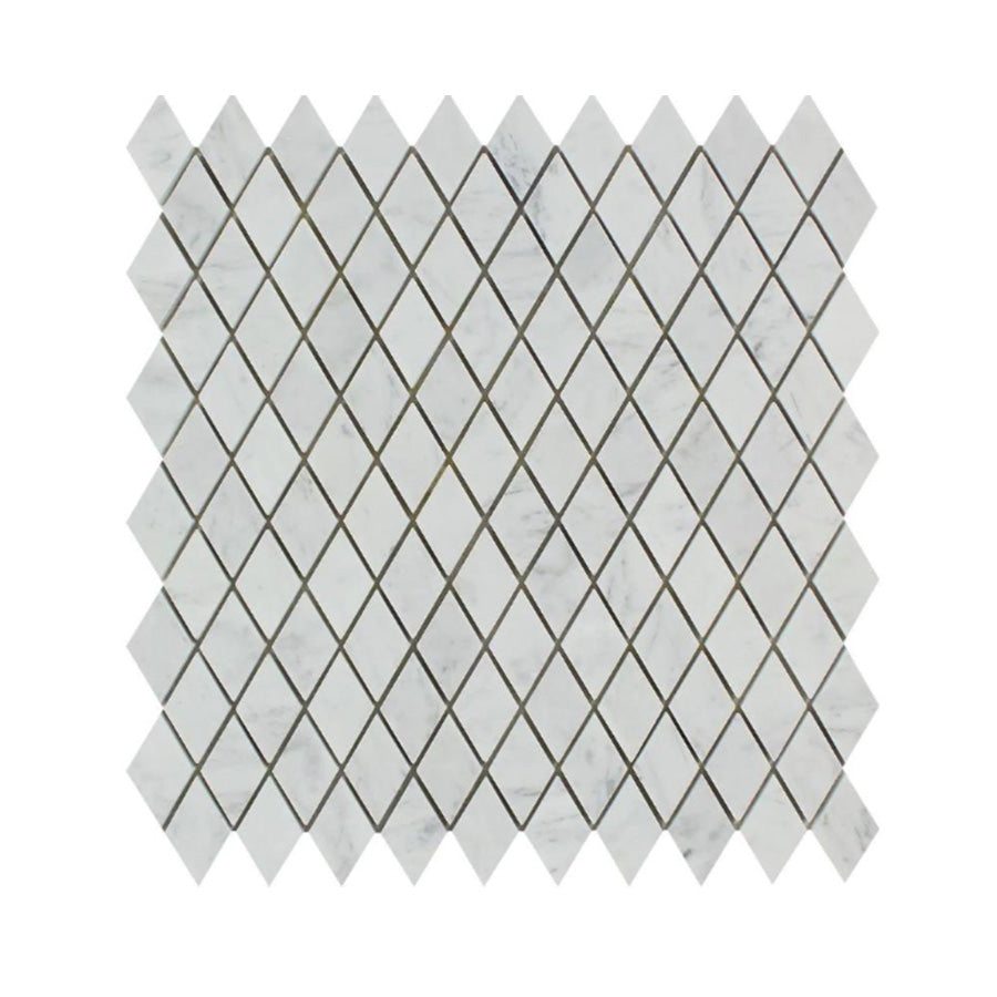 Bianco Carrara Marble 1 X 2 Diamond / Rhomboid Mosaic Tile