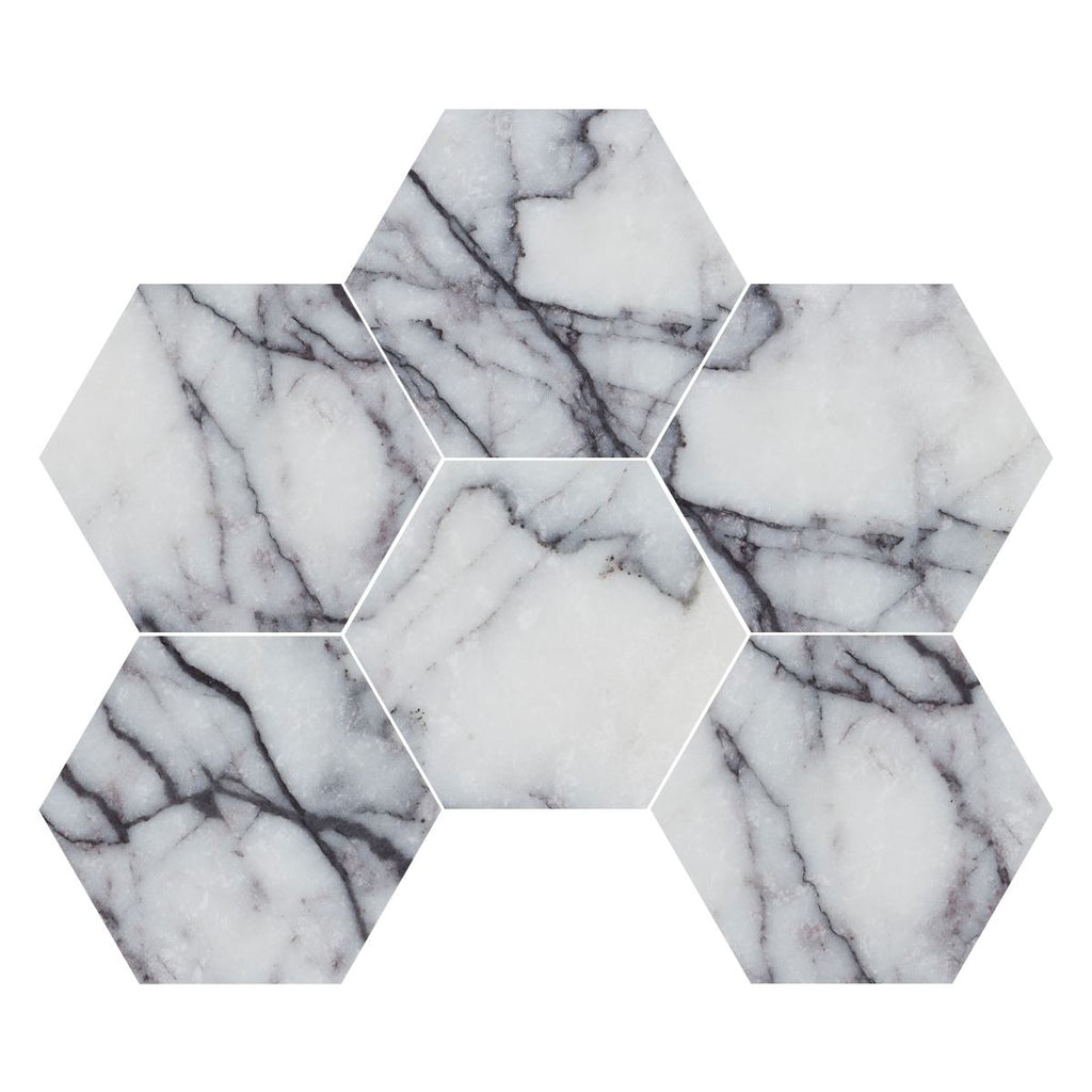 Calacatta Lilac Marble 6" Hexagon Mosaic Tile