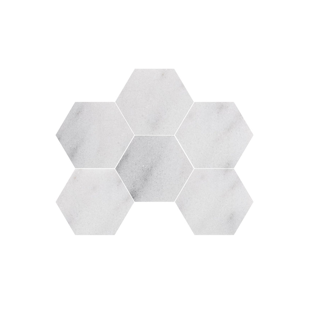 Calacatta Cristallo Marble 6" Hexagon Mosaic Tile