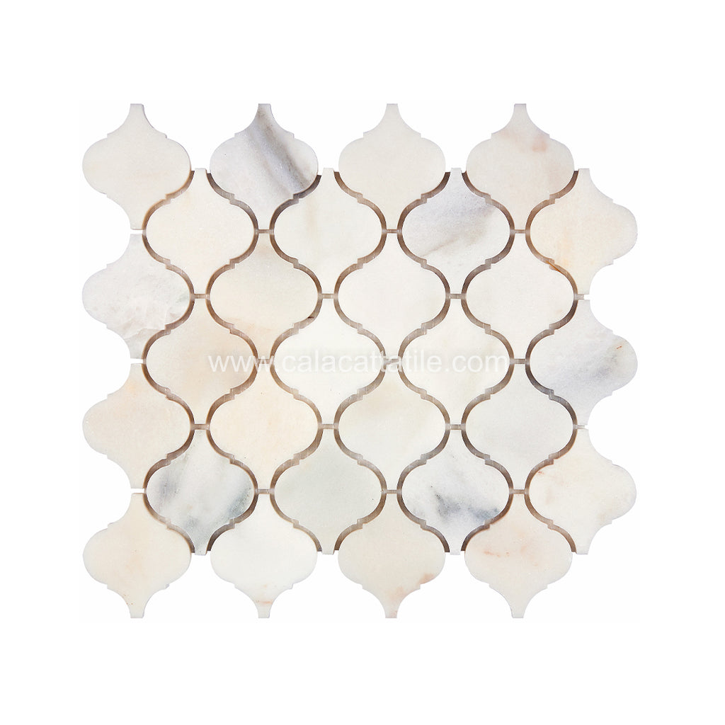 Calacatta Royale Marble Lantern / Arabesque Mosaic Tile