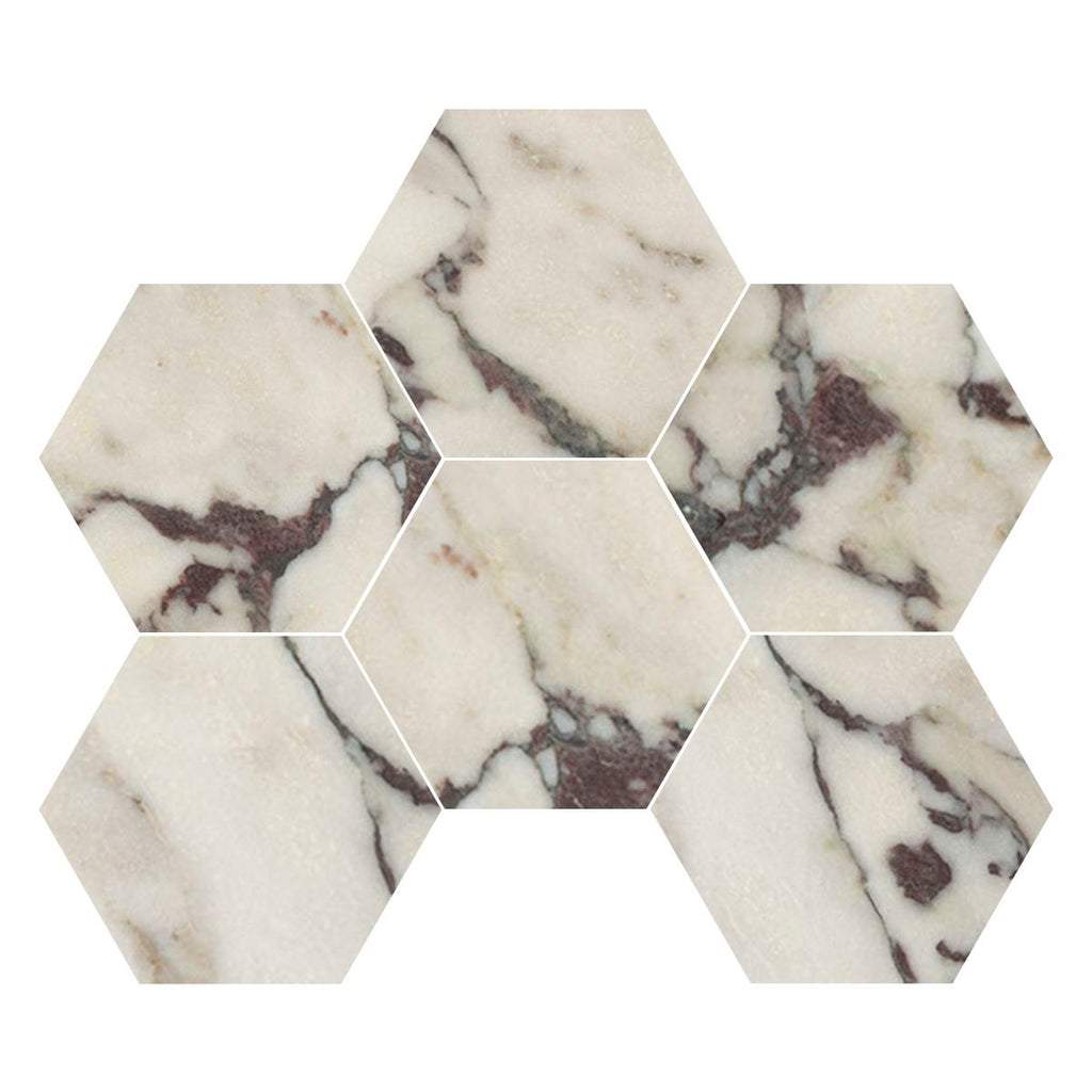 Calacatta Viola Marble 6" Hexagon Mosaic Tile