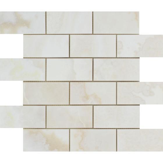 Bianco Calacatta Onyx 2 x 4 Brick Mosaic Tile